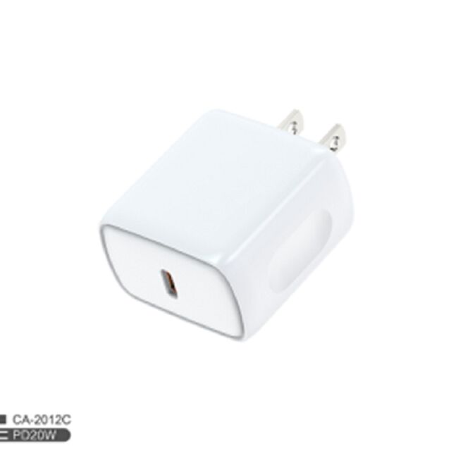 Carregador PD USB-C de 20W, Plugue dos EUA, Entrada Global 100-240V, Vermelho/Roxo/Azul/Branco
