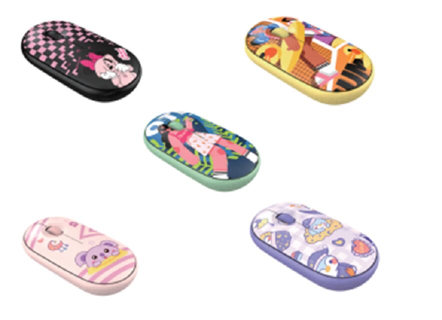 Mouse sem fio de modo duplo, 2.4G+BT, 1200DPI, 5 cores, bateria AA