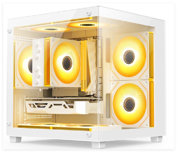 Caixa de vidro compacto para PC, Micro-ATX/ITX, 240 mm de refrigeração por água, filtro de poeira superior, branco/preto