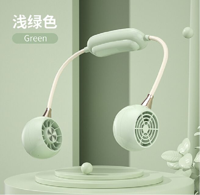 Ventilador de pescoço de 3 velocidades, 1200mAh, Tipo-C, 2H, Verde/Pink/Branco