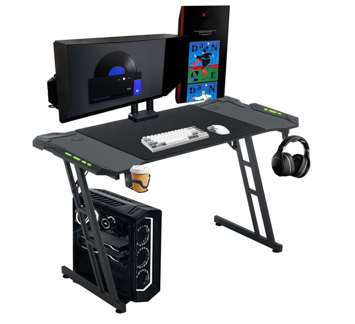 Mesa Gamer, Estrutura de Aço, Luz RGB Opcional, Porta-copos, 1.2/1.4/1.6M