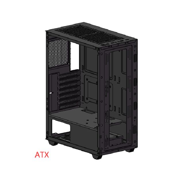 ATX Gaming PC Case,Tempered Glass Side, Dual HDD/SSD, Multi-Fan Support