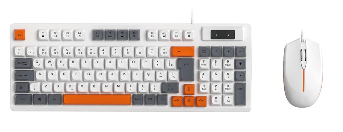 Combo de teclado e mouse com fio, 94 teclas + 2400 DPI mouse de jogo, bloqueio de cores