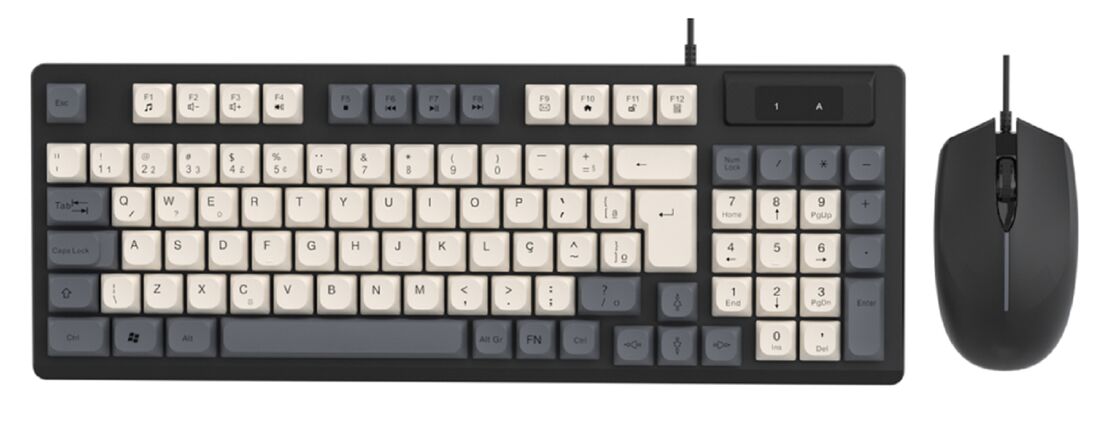 Combo de teclado e mouse com fio, 94 teclas + 2400 DPI mouse de jogo, bloqueio de cores
