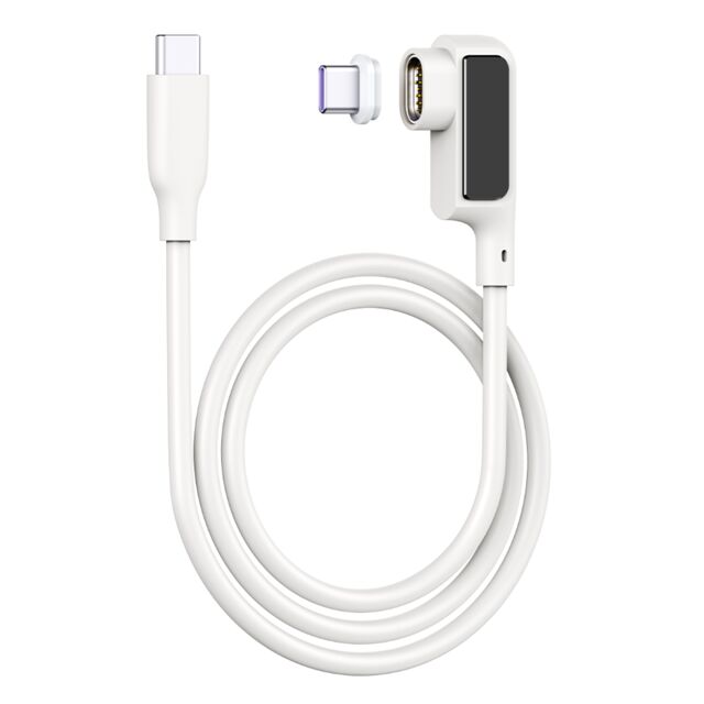 Cabo USB-C Magnético 5A com Display Digital, 0.5M, Silicone, Cotovelo, 480Mbps, Preto/Branco