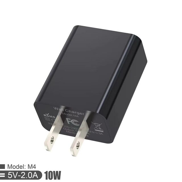 Carregador de parede europeu QC de 10W, 5V/2A, tamanho compacto, preto/branco, caixa colorida