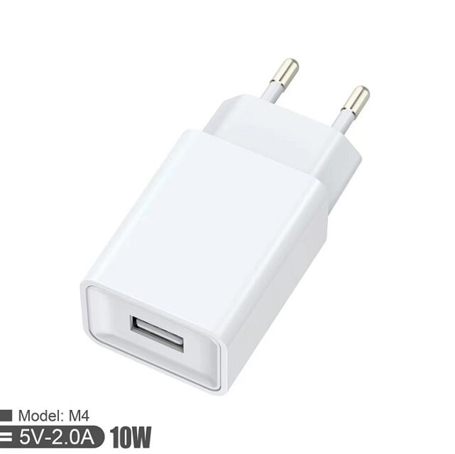 Carregador de parede europeu QC de 10W, 5V/2A, tamanho compacto, preto/branco, caixa colorida