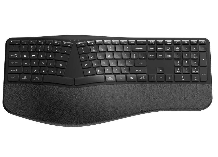 Teclado Ergonômico de Tesoura de Modo Duplo com Apoio de Pulso, Digitação Silenciosa