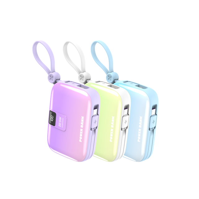 10,000mAh Gradient Power Bank-22.5W Carregamento rápido, duplo USB-C e Lightning, 3 cores
