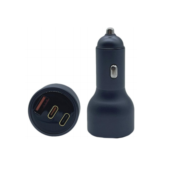 Carregador de carro de 95W, duplo tipo-C + USB-A, carregamento rápido de 65W PD