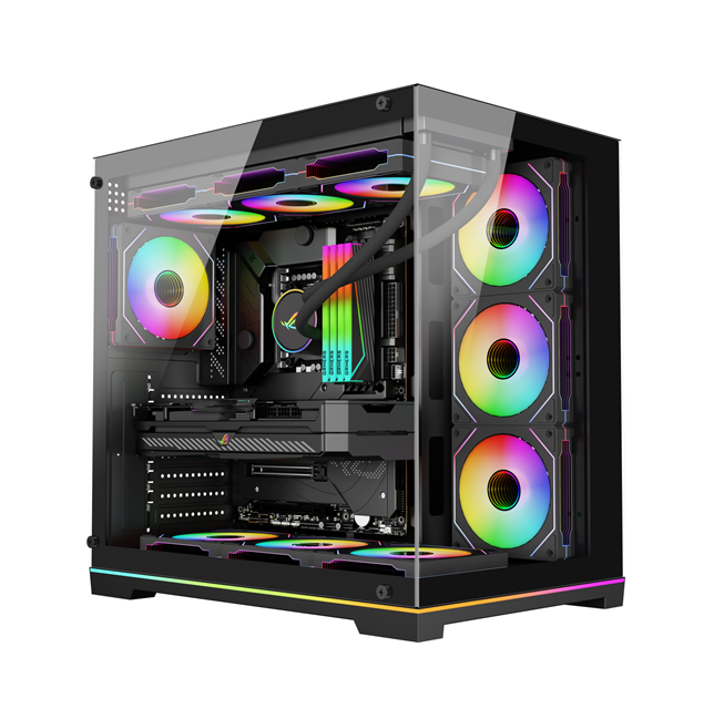 Gabinete para PC ATX de torre completa com vidro temperado, resfriamento a água de 360 ​​mm e suporte VGA de 380 mm