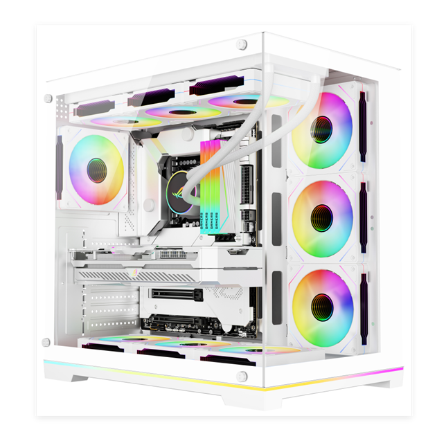 Gabinete para PC ATX de torre completa com vidro temperado, resfriamento a água de 360 ​​mm e suporte VGA de 380 mm