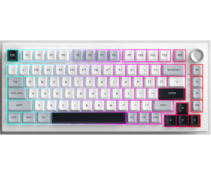 teclado mecânico tri-modo de 81 teclas, retroiluminação RGB, tipo-C/2.4G/Bluetooth