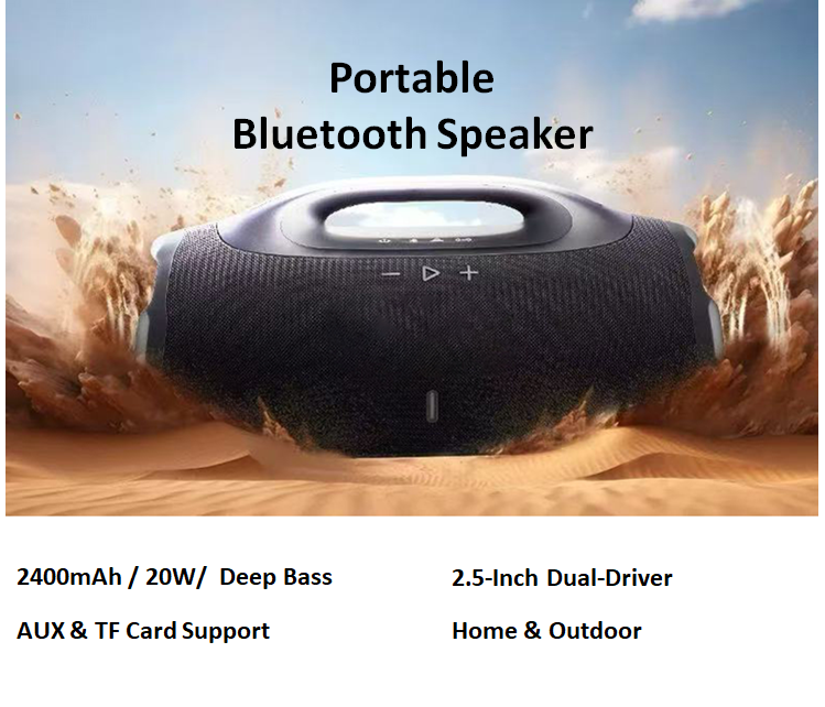 Caixa de som Bluetooth de 20W com dois drivers e graves profundos, estéreo sem fio portátil para casa e exterior