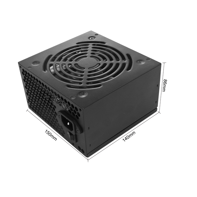 Fonte de Alimentação ATX para PC Desktop 400W, Faixa Ampla 100-240V, Ventoinha Silenciosa de 12cm, Cabos Planos Pretos, Embalagem a Granel