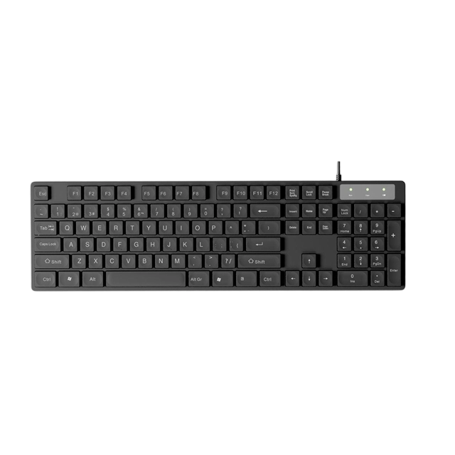 Teclado de Escritório com Fio de 104 Teclas, ABS Resistente a Derramamentos e Calor, Layouts Multilíngues, Teclado Completo USB Plug-and-Play