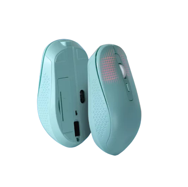 Mouse sem fio 4D | Conexão 2.4GHz | DPI de 3 níveis | Alimentado por pilha AA | Preto/Branco/Rosa/Azul