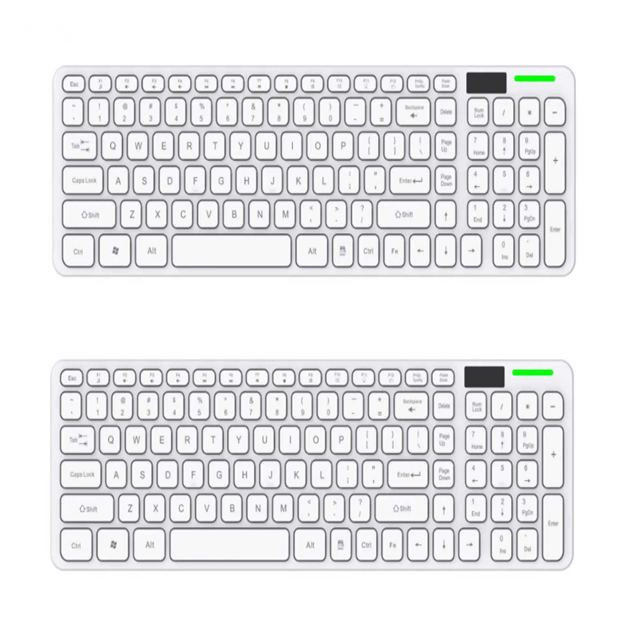 Teclado sem fio recarregável 2.4G/BT, 101 teclas, Tipo-C, 50 milhões de pressionamentos de tecla