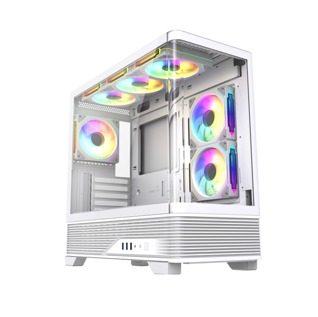 Gabinete de PC de vidro curvo panorâmico, suporte para AIO de 360mm, folga para GPU de 410mm, M-ATX/ITX