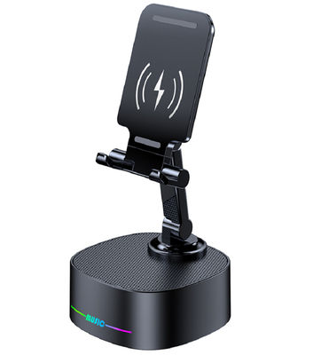 Saída de energia de 8W 15W Carregamento sem fio Luz Ambiental RGB 2000mAh Bateria Bluetooth 5.3 TWS Conexão para acampamento ao ar livre
