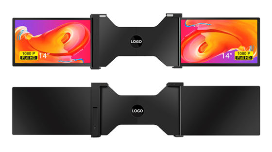 Dois monitores de laptop panorâmicos de 14 polegadas Configuração de três telas com ecrã fino de 25,3 mm Full HD IPS 16/9 Aspect Ratio