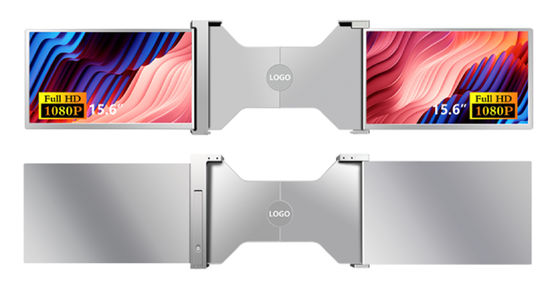 Dois monitores de laptop FHD de 15,6 polegadas compatíveis com laptops de 15,6 a 18,5 polegadas 1920*1080 Resolução FHD suporta 12 idiomas